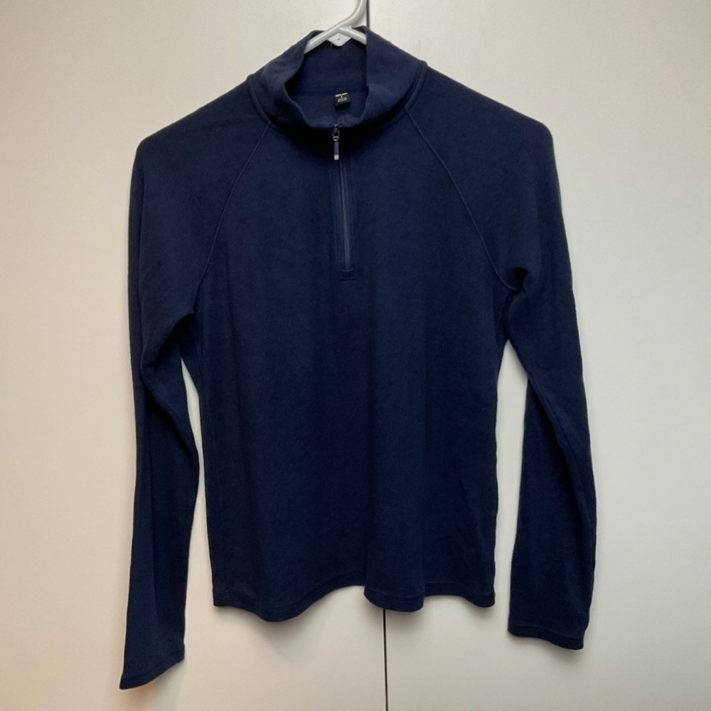 Uniqlo Women Heattech Fleece Quarter Zip Pullover Navy S Skiing Layering Cozy